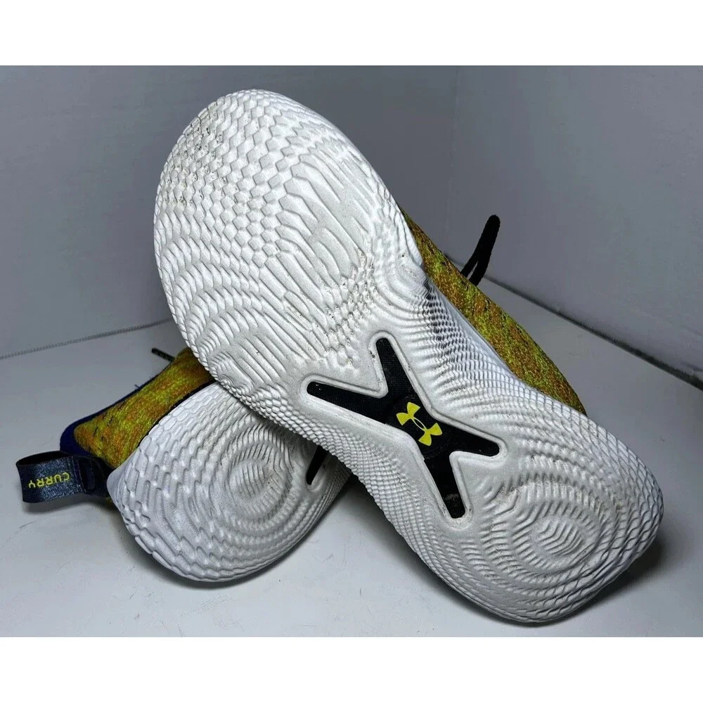 Under Armour Basketball Shoes Kids Size 6Y Yellow Blue Curry Flow 10 Bang Bang